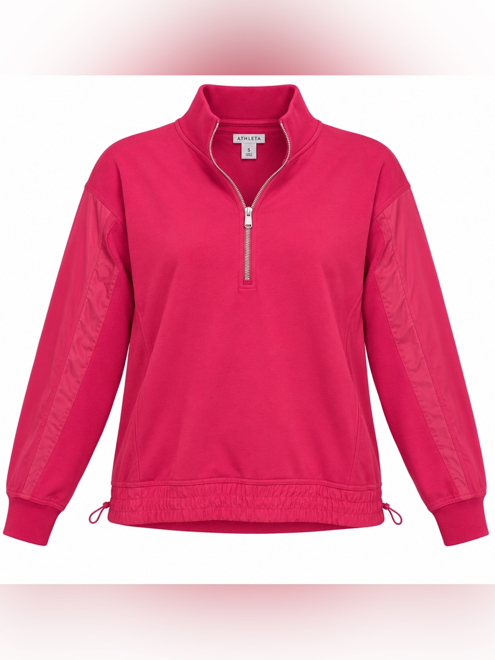 Athleta Triumph Hybrid Half Zip Sweatshirt in Vibrant Pink Size Small